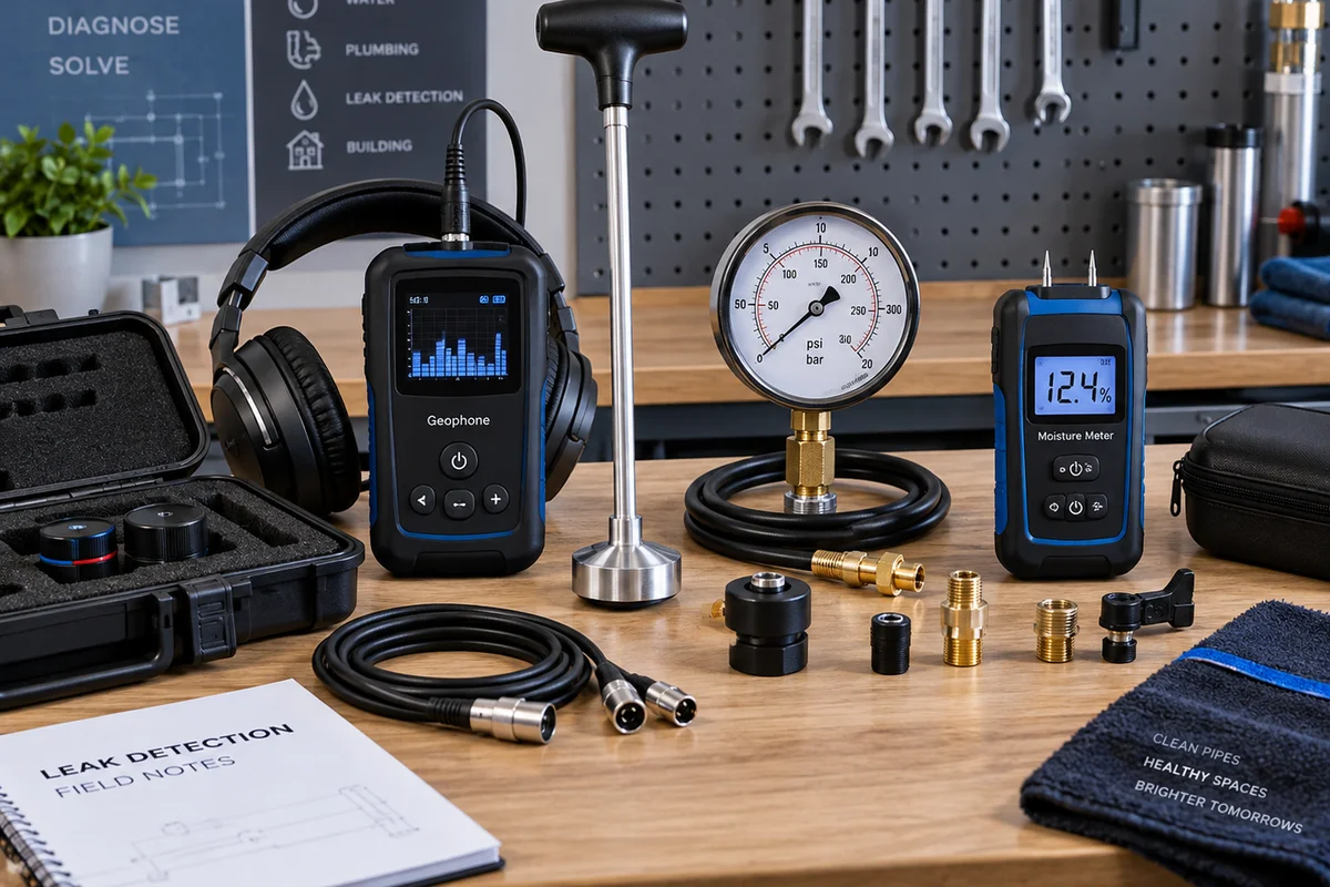 Equipamentos eletrônicos de diagnóstico do Ronaldo: Geofone acústico digital, manômetro e termografia